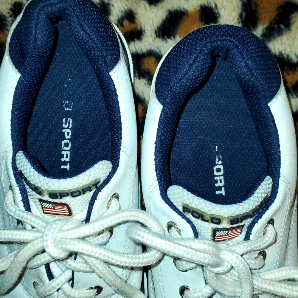 COPY - Polo Sport White Leather Lace Up Sneakers 1.5Y - Picture 5 of 6